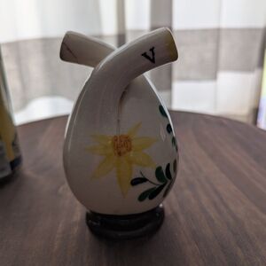 Ceramic Olive Oil Dispenser with Yellow Floral Design